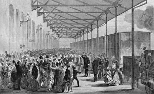 Reception of the Prussian Crown Prince on the Berlin Anhalter Bahnhof train station in Leipzig on July 26th 1870
