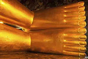Category Buddhism Prints: Reclining Buddha statue feet close up