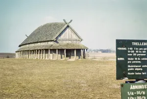 Reconstructed Viking longhouse, Trelleborg, near Slagelse on West Zealand, Denmark, Europe 1976, Europe
