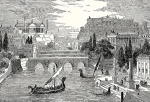 Reconstruction of ancient Rome with the Forum Romanum