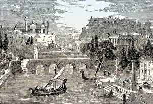 Reconstruction of ancient Rome with the Forum Romanum