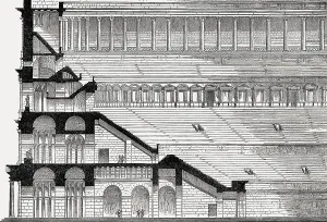 Reconstruction of the Colosseum in ancient Rome