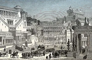 Reconstruction of the Forum Romanum in ancient Rome