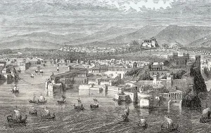 Reconstruction of the Long Walls connecting Athens to its port at Piraeus in ancient Greece