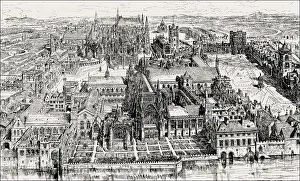 Reconstuction of the Abbey and Palace of Westminster in the 16th century