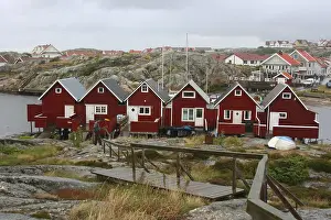 Red boathouses in the archipelago around Smogen