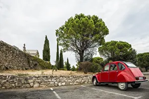 Red Citroen 2CV, classic car, Tourtour