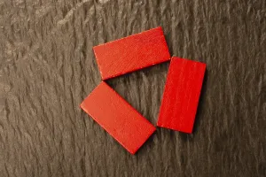 Red color domino blocks placed in view
