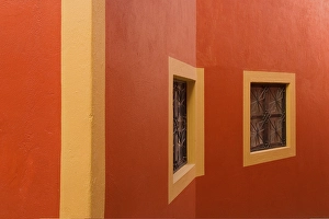 Red coloured house, historic town of Guanajuato