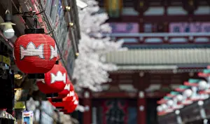 Red lanterns on Nakamise-dori shopping street