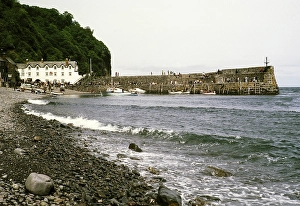 Red Lion Hotel and Harbour, Clovelly, North Devon, England, UK 1974