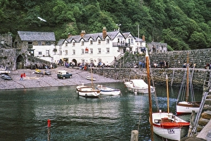Red Lion Hotel and Harbour, Clovelly, North Devon, England, UK 1974
