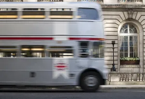 Red vintage bus in London. London City tour