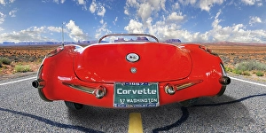 Red vintage Chevrolet Corvette Convertible 1957