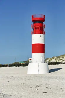 Category Historic EN Prints: Red and white lighthouse Helgoland dune on the south beach