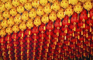 Red and Yellow Lanterns in Kek Lok Si temple in Penang