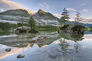 Reflection of the Hochkalter in Hintersee