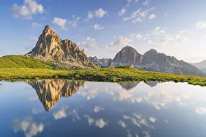 Reflection of the mountains at Passo di Giau