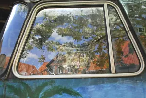Reflection of roof tops of homes, Germany