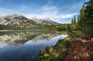 Reflection in Taggart Lake, view of the Teton Range