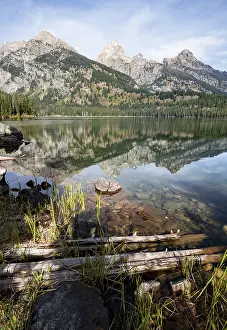 Reflection in Taggart Lake, view of the Teton Range