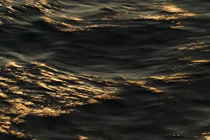 Reflections of the setting sun on the water surface