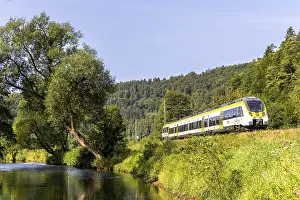 Regional train of Deutsche Bahn DB Regio of the type Bombardier Talent 2 on the Gaubahn in Sulz
