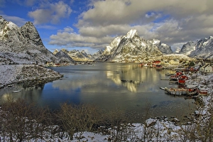Category Scandinavia Prints: Reine, Reine Fjord, Lilandstinden mountain at the back