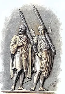 Relief of two lictors, the king's bodyguard at the Column of Marcus Aurelius