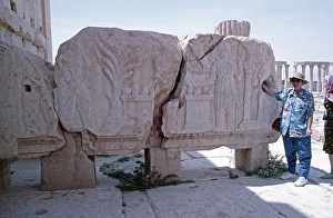 Relief panels that were originally installed in the portico, Bel Temple, Palmyra, Tadmor, Syria, May 1987, vintage, retro, old, historical, Asia