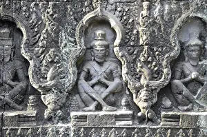 Relief, ruins of the Prasat Preah Khan temple complex