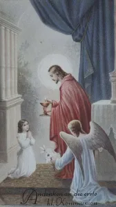 Religion, biblical scene, Jesus with the chalice surrounded by children