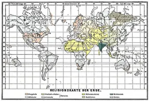 Religions Map of the World, 19th century