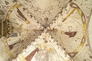 Religious frescoes by the Elmelunde Master in the church of Elmelunde