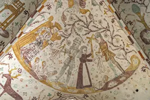 Religious frescoes by the Elmelunde Master in the church of Elmelunde
