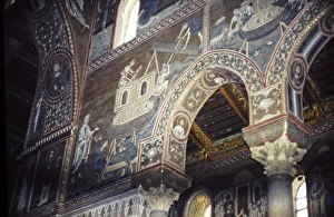 Religious wall paintings in the Norman cathedral of Monreale, Cathedral of Monreale, near Palermo, Sicily, Italy, in 1999, Europe