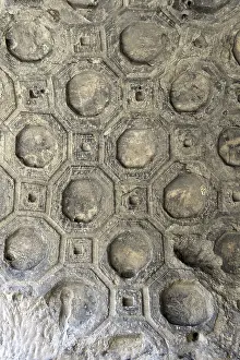 Remains of a barrel vault with a coffered ceiling carved in stone in the Tamaras Hall of the fortress