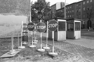 Remains of the Berlin Wall, former border crossing at Brunnenstrasse road in Mitte