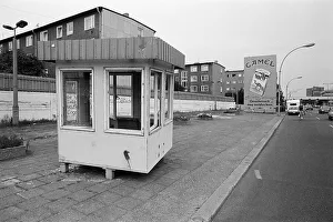 Remains of the Berlin Wall, former border crossing at Heinrich-Heine-Strasse road