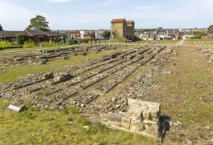 Remains of granaries at Roman fort of Arbeia