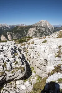 Remains of military trenches on Mount Piano in the Dolomite Alps