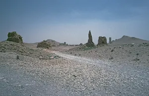 Remains of tower tombs in the Valley of the Tombs, Palmyra, Syria, May 1987, vintage, retro, old, historical, Asia