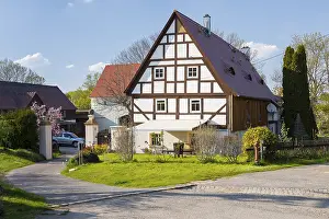Renovated half-timbered house in the village