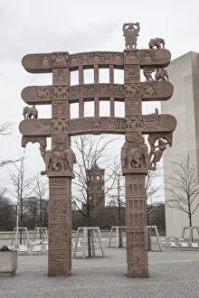 Replica of the east gate of the Great Stupa of Sanchi in India in front of the Humboldt Forum