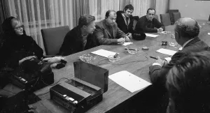 Representatives of the DKP-affiliated SDAJ (Socialist German Workers Youth)