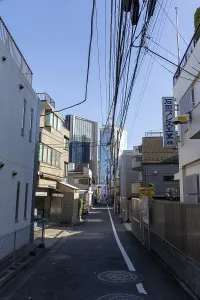 Residential buildings in a narrow alley