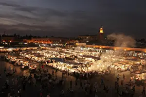 Restaurants in the evening on the Djemaa el Fna square in Marrakech