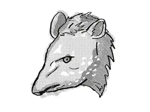 Retro cartoon style drawing of head of a tapir