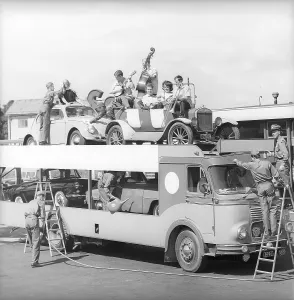 Retro Esso petrol station staff