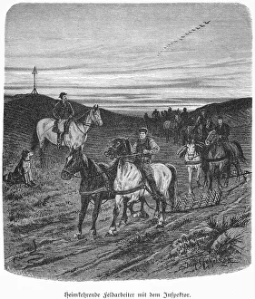Returning field labourers with the inspector